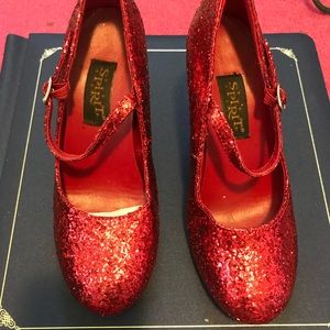 Red Maryjane Glitter Heels